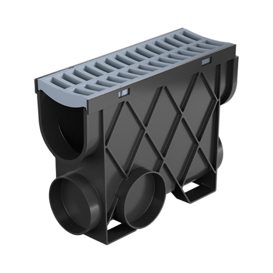 Reln Storm Drain Slimline Pit and Grate Plastic Grey 344mm (L) x 121mm ...