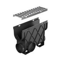 Reln Storm Drain Slimline Pit and Grate Stainless Steel 344mm (L) x 121mm (W) x 261mm (D)