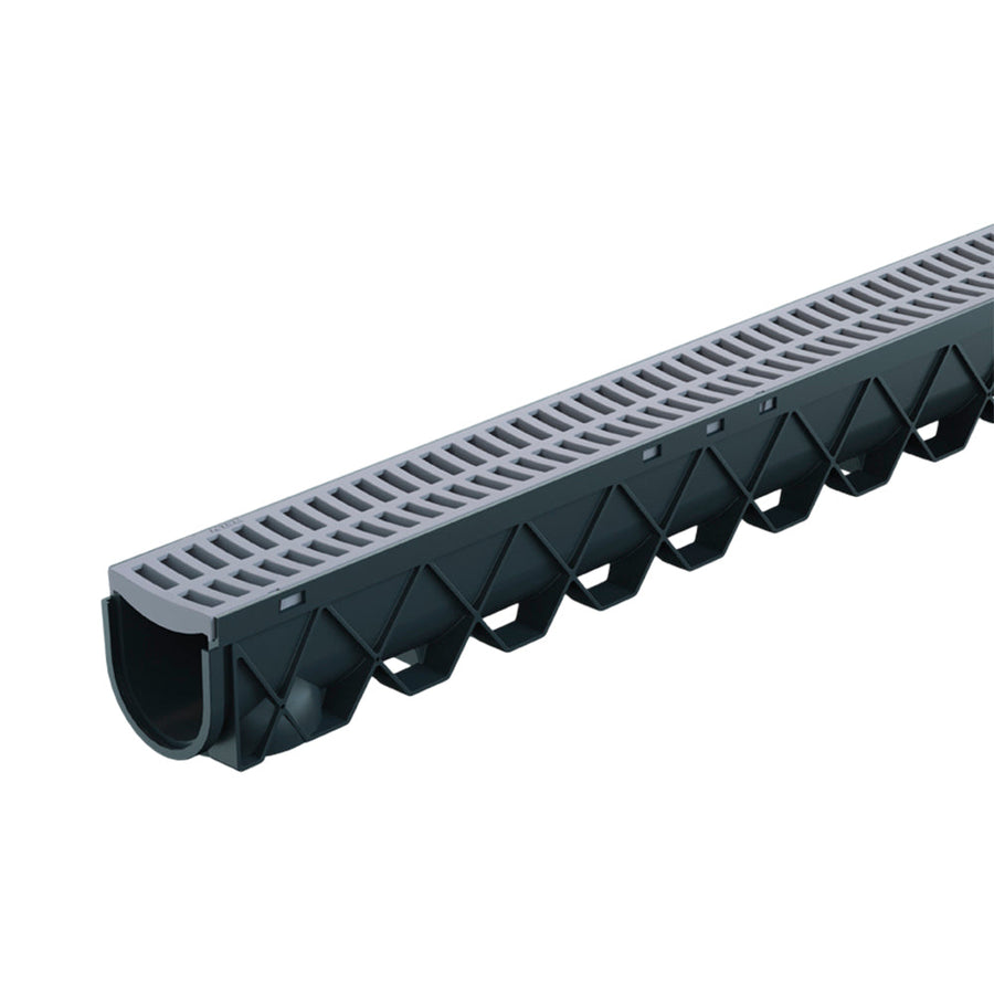 Reln Storm Drain Channel and Grate Plastic Grey 3m (L) x 120mm (W) x 1 ...