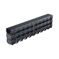 Reln Storm Mate Channel and Grate - Garage Pack includes 3 x 1m Storm Mate Channels and Heel guard Plastic Black Grates (1m (L) x 120mm (W) 85mm (D), 2 x End Caps