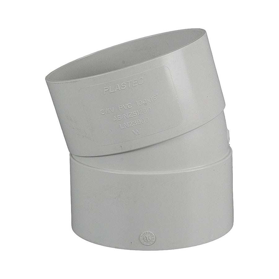 DWV Plain Bend FF 15° 100mm - Perth Storm Water - Retic Fittings ...