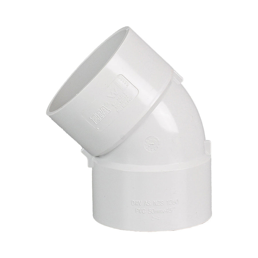 DWV Plain Bend FF 45° 50mm - Perth Storm Water - Retic Fittings ...