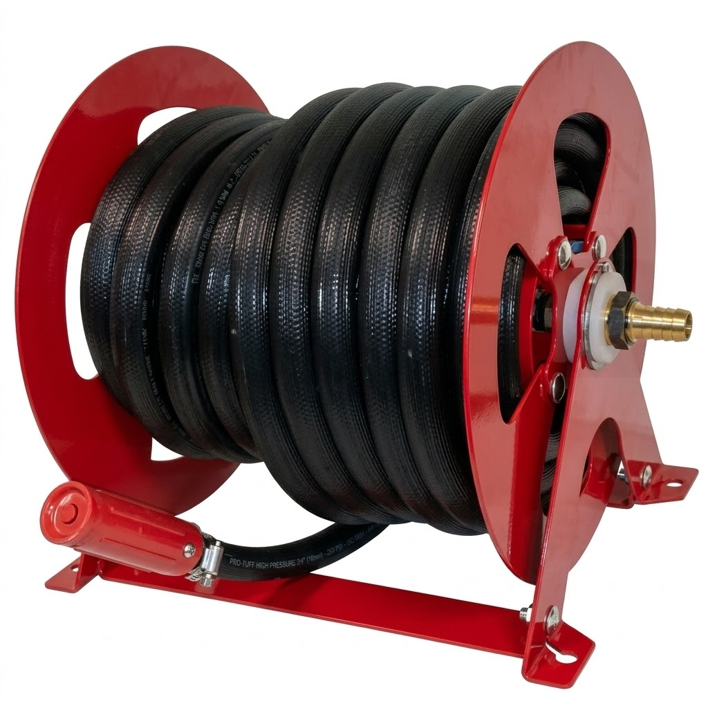 Hose Reel with 25mm (1") Fire Hose 20 metres and Fittings