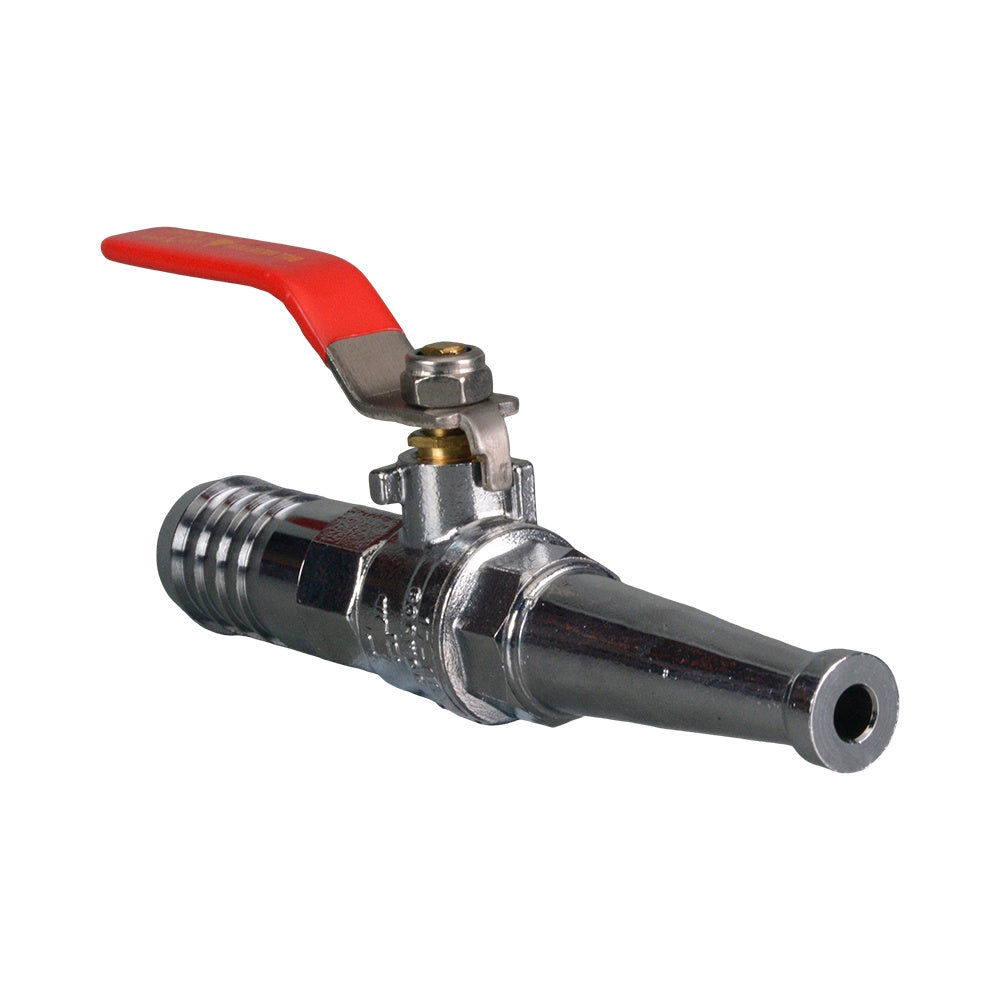 Fire Hose Nozzle Chrome Plated - Ball Valve Hose Tail 1" Barb